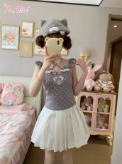 画像3: 【送料無料】C8869グレーネコちゃんフリルキャミトップス《予約限定》【計5000円以上】 (3)