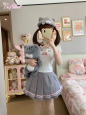 画像5: 【送料無料】C8870グレーシロネコちゃんパフ袖トップス《予約限定》 (5)
