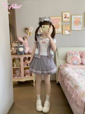 画像18: 【送料無料】C8868グレーネコちゃん半袖パーカー《予約限定》 (18)