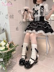 画像4: 【送料無料】C8891 うさちゃんレースアップサス付きスカート《予約受付》 (4)