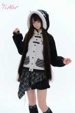 画像3: 【送料無料】C8916バンテージネコちゃんバイカラーボアパーカー《予約限定》 (3)