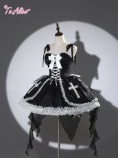 画像1: 【BlackShamrock】F103クロスレースアップジャンパースカート (1)