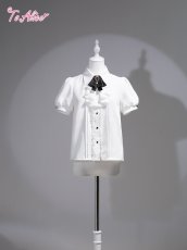 画像1: 【ToAlice】F166 Gothic Devilシャボタイ付きパフ袖ブラウス (1)