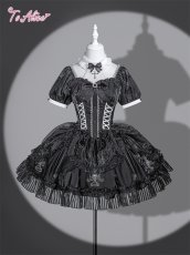 画像1: 【送料無料】F199チョーカー風ネックコルセットワンピース《予約受付》 (1)