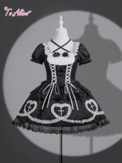 画像1: 【Black Shamrock】F207ゴシックヴァンパイアハートワンピース (1)