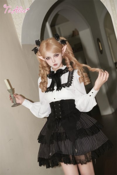 BlackShamrock】F209コルセット風ストライプスカート - To Alice