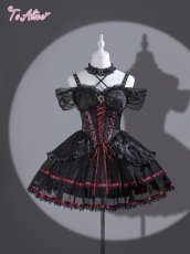 画像1: 【Black Shamrock】F210レースアップコルセット風ドレス (1)