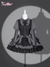 画像1: 【Black Shamrock】F222ストライプレイヤード風ワンピース (1)