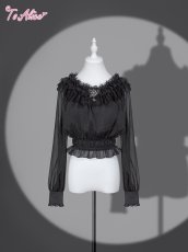 画像1: 【Black Shamrock】F226 black featherシフォントップス (1)