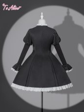 画像2: 【Black Shamrock】F239 クロスデザインジュリエットスリーブワンピース (2)