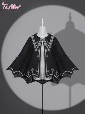 画像1: 【Black Shamrock】F242 クロス刺繍マントコート (1)