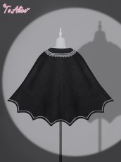 画像2: 【Black Shamrock】F242 クロス刺繍マントコート (2)