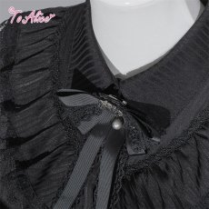 画像2: 【BlackShamrock】F251 ゴシックストライプ半袖ブラウス (2)