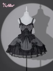 画像1: 【BlackShamrock】F254 ストライプコルセット風デザインジャンパースカート (1)