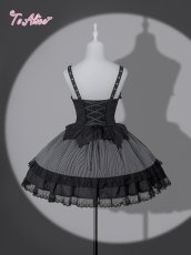 画像2: 【BlackShamrock】F254 ストライプコルセット風デザインジャンパースカート (2)