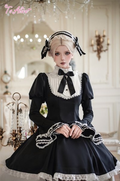 BlackShamrock】F263 クラシッククロススタンド襟ワンピース - To Alice