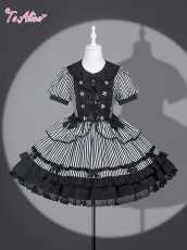 画像1: 【送料無料】F266 ストライプ×リボンワンピース《予約受付》 (1)