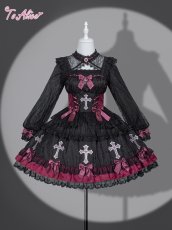 画像2: 【BlackShamrock】F281 GothicCross胸開きレーストップス (2)