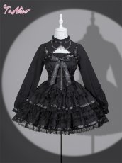 画像2: 【BlackShamrock】F284レザーリボンジャンパースカート (2)