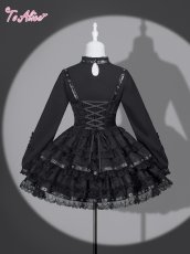 画像3: 【BlackShamrock】F284レザーリボンジャンパースカート (3)