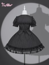 画像2: 【送料無料】F289 ピンストライプゴシックセーラーワンピース《予約受付》 (2)