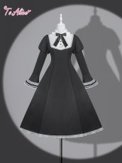 画像1: 【送料無料】F291 クラシッククロススタンド襟ロングワンピース《予約受付》 (1)