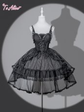 画像1: 【BlackShamrock】F295ゴシックストライプフィッシュテールドレス (1)