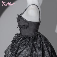 画像2: 【BlackShamrock】F295ゴシックストライプフィッシュテールドレス (2)