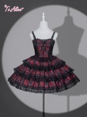 画像1: 【送料無料】F308 ベルト付チェック切り替えジャンパースカート《予約限定》 (1)