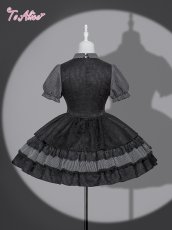 画像2: 【送料無料】F318 ストライプレイヤード風半袖ワンピース《予約受付》 (2)