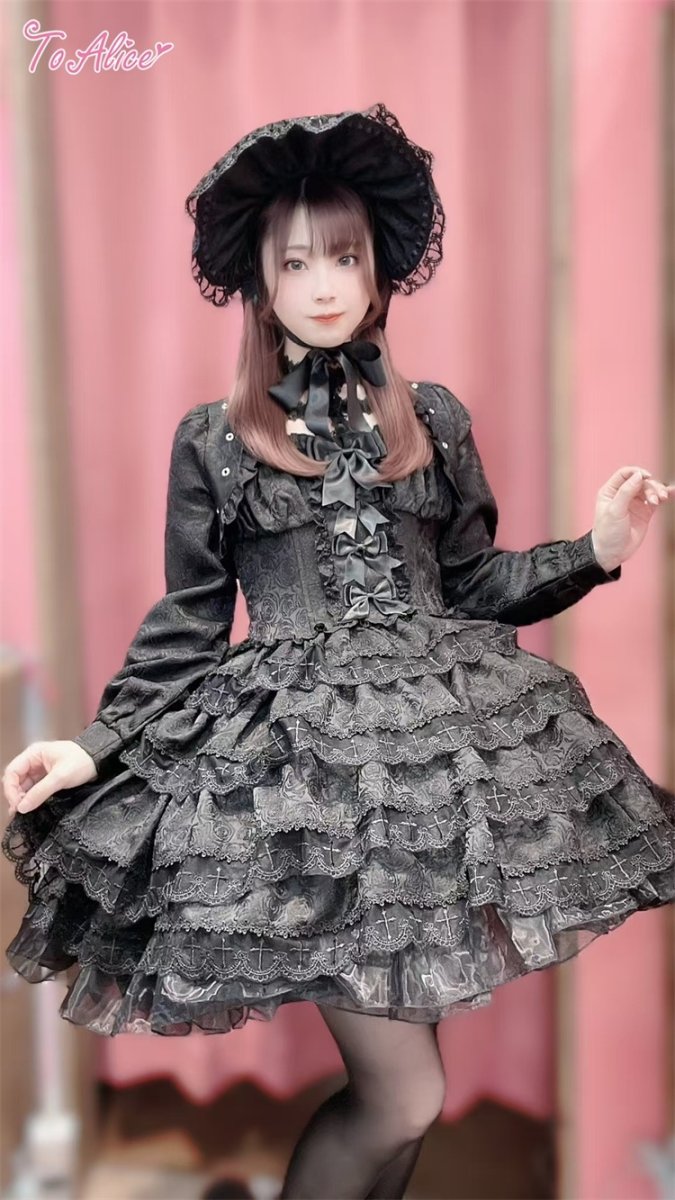 画像13: 【BlackShamrock】F91ローズ×クロスティアードドレス (13)