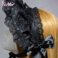 画像2: 【ToAlice】FS65ローズ×クロスハーフボンネットカチューシャ (2)