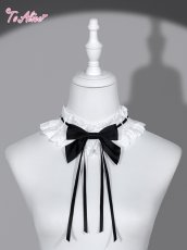 画像1: 【Black Shamrock】FS94コットンレースリボンチョーカー (1)