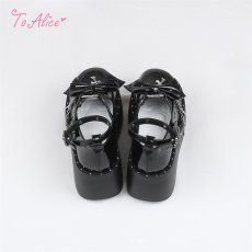 画像4: 【BlackShamrock】FZ5エナメルリボンcrossチャーム付パンプス (4)