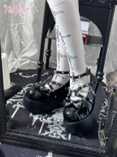 画像7: 【BlackShamrock】FZ7 スタッズリボンストラップ厚底パンプス (7)