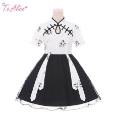 画像1: 【Last one】【ToAlice】G9パンダドッキングチャイナワンピース【30％OFF】 (1)