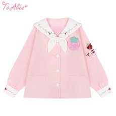 画像1: 【ToAlice】J257イチゴ幼稚園セーラー長袖トップス【本店・通販限定】【30%OFF】 (1)