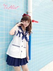 画像13: 【Last one】【ToAlice】J594ボタン刺繡セーラーリボントップス【本店・通販限定】【50％OFF】 (13)