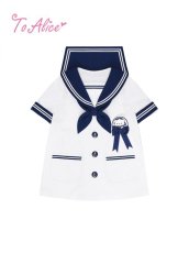 画像2: 【Last one】【ToAlice】J594ボタン刺繡セーラーリボントップス【本店・通販限定】【50％OFF】 (2)