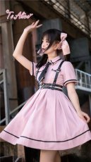 画像14: 【ToAlice】J642ブラック×ピンクポリス風ワンピース【30%OFF】 (14)