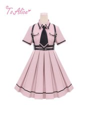 画像9: 【ToAlice】J642ブラック×ピンクポリス風ワンピース【30%OFF】 (9)