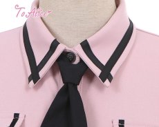 画像2: 【ToAlice】J642ブラック×ピンクポリス風ワンピース【30%OFF】 (2)