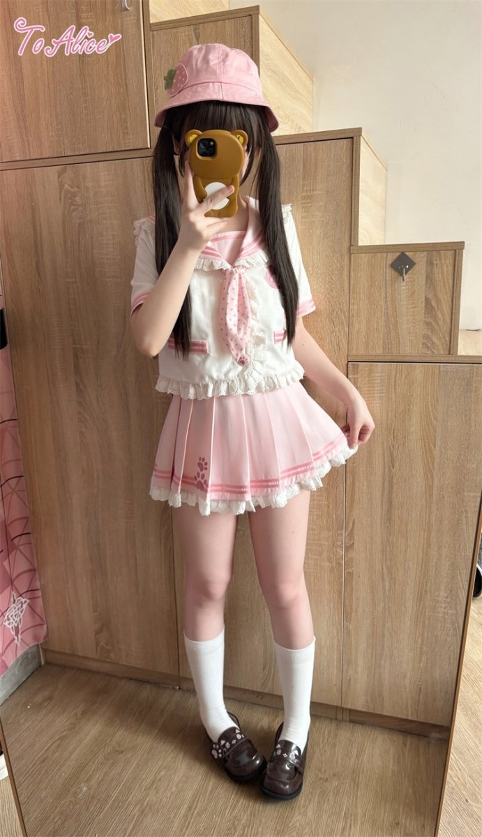 画像29: 【BearCollege】J972肉球デザインプリーツスカート【本店・通販限定】 (29)