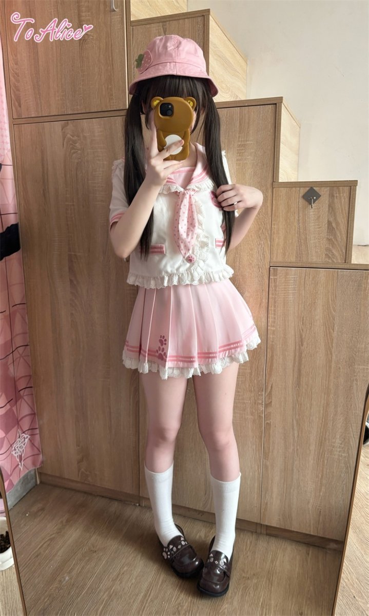 画像31: 【BearCollege】J972肉球デザインプリーツスカート【本店・通販限定】 (31)