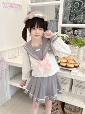 画像4: 【送料無料】J976チャコールねこちゃん セーラー長袖トップス《予約受付》 (4)