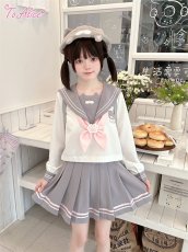 画像2: 【送料無料】J976チャコールねこちゃん セーラー長袖トップス《予約受付》 (2)