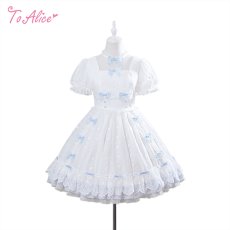 画像1: 【ToAlice】L1111エレガント総レースリボンデコレーションワンピース (1)