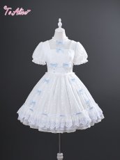 画像2: 【ToAlice】L1111エレガント総レースリボンデコレーションワンピース (2)