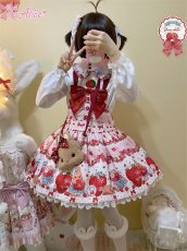 画像22: 【ToAlice】L1210 StrawberryRabbitプリントサロペットスカート (22)