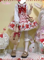 画像25: 【ToAlice】L1210 StrawberryRabbitプリントサロペットスカート (25)